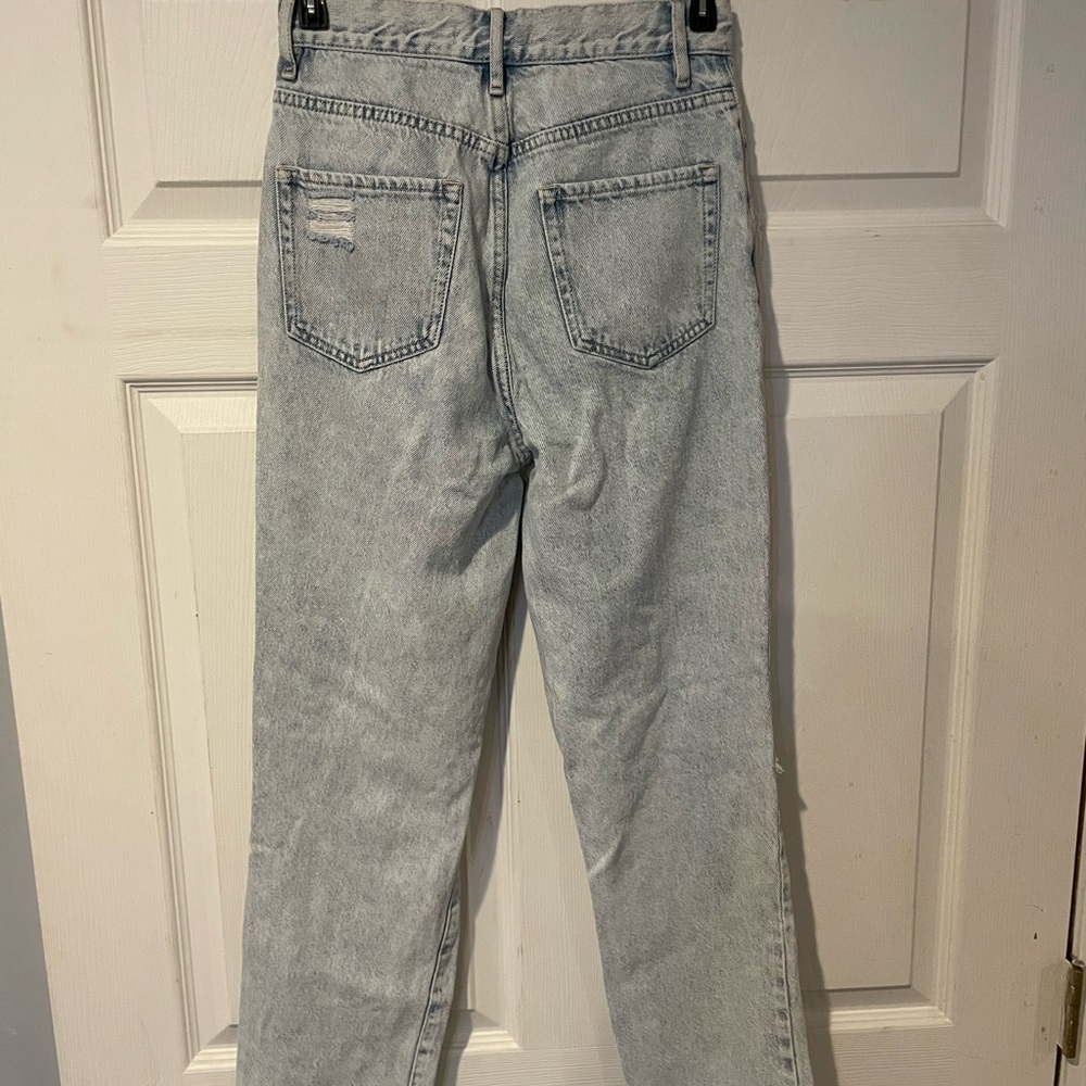 PacSun Blue High Rise Straight Jeans Vintage Distressed - Picture 3 of 6
